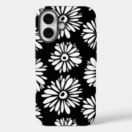 Funda iPhone 16 Flores Funky Negra y blanca