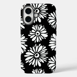 Funda iPhone 16 Flores Funky Negra y blanca