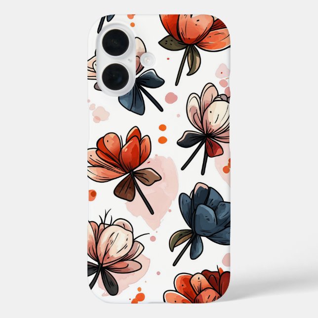 Funda iPhone 16 Flores iluminadas por luna (Reverso )