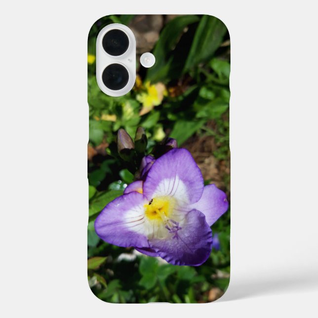 Funda iPhone 16 Flores moradas de Freesia (Reverso )