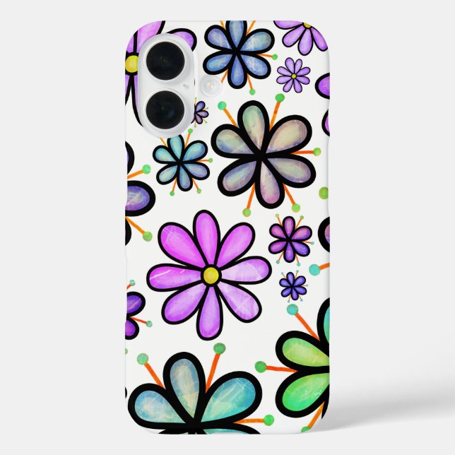Funda iPhone 16 Flores multicolores (Reverso )