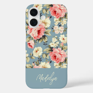 Funda iPhone 16 Flores personalizadas de jardín de cottage inglés