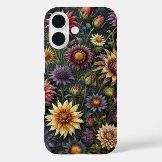 Funda iPhone 16 Flores pintadas de aceite sobre cubierta oscura