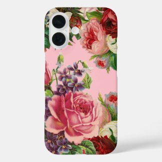 Funda iPhone 16 Flores púrpuras rojas rosadas de bonito