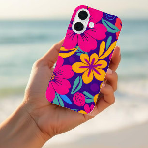 Funda iPhone 16 Flores retro-estilo dopaminérgicas-de flores color
