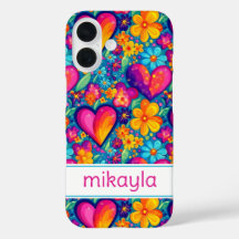 Flores Retro Groovy Hippie Corazones Personalizado