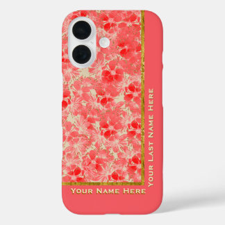 Funda iPhone 16 Flores rojas pasteles en crema - Personalizadas