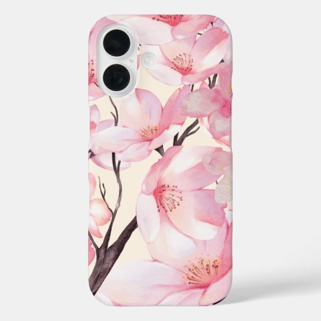 Funda iPhone 16 Flores rosadas de cerezo de cerezo Sakura estético (Reverso )