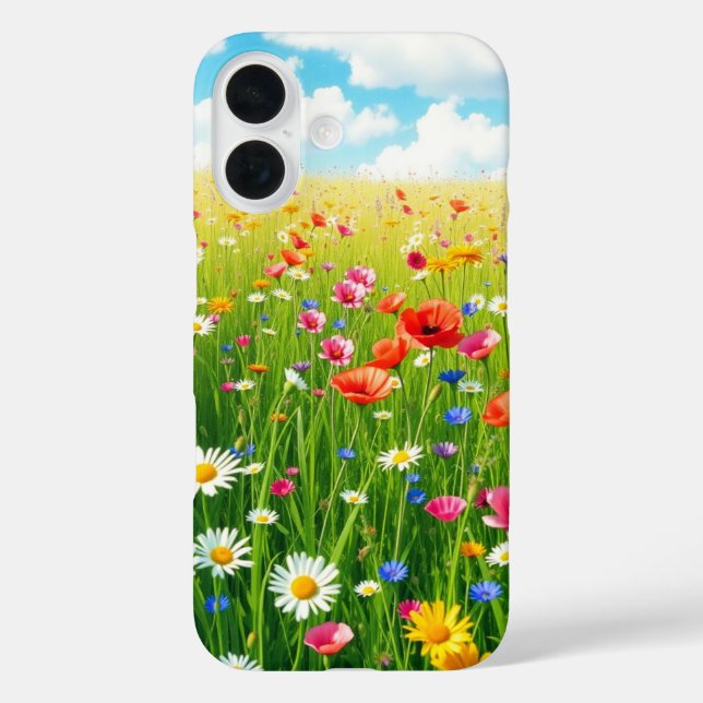 Funda iPhone 16 Flores salvajes soleadas (Reverso )