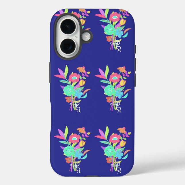 Funda iPhone 16 Flores silvestres de neón (Reverso )