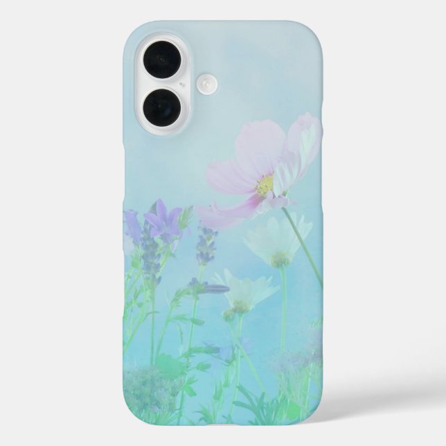 Funda iPhone 16 Flores silvestres en estuche para iPhone Soft Blue (Reverso )