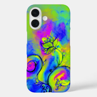 Funda iPhone 16 FLORES SIMILARES,Bañera floral verde amarillo mora