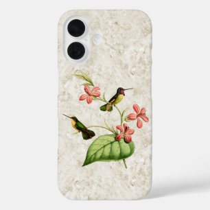 Funda iPhone 16 Flores tropicales de Hummingbirds antiguas