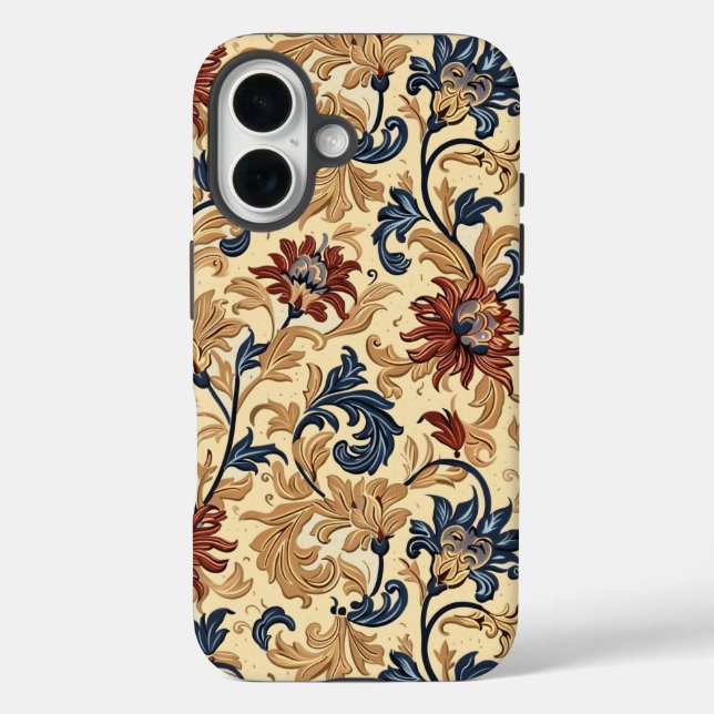 Funda iPhone 16 Flores Vintage (Reverso )
