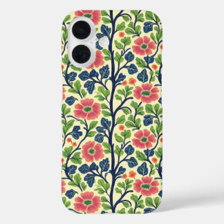 Funda iPhone 16 Flores Vintage Floral Rosa Flores Verdes Exuberant