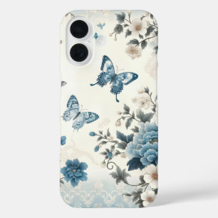Funda iPhone 16 Flores y mariposas Chinoiserie