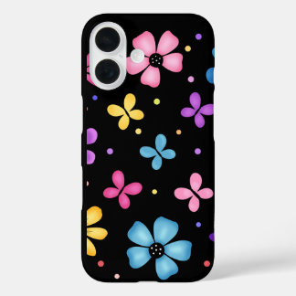Funda iPhone 16 Flores y mariposas de colores