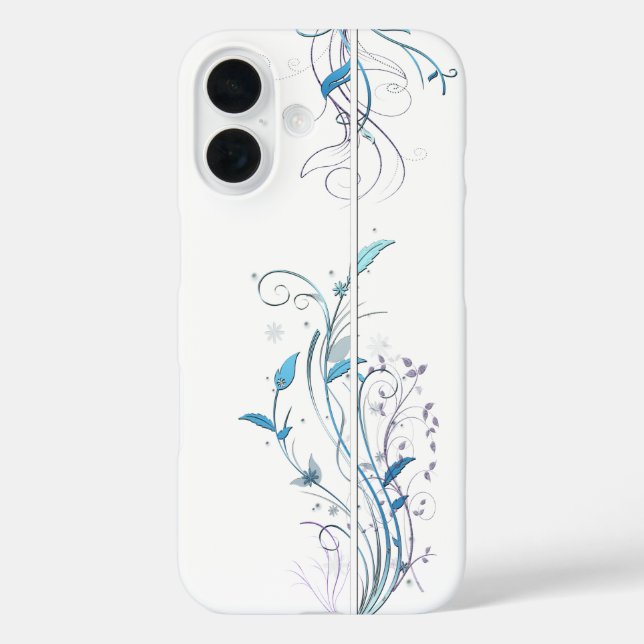 Funda iPhone 16 Flores y vides azules (Reverso )