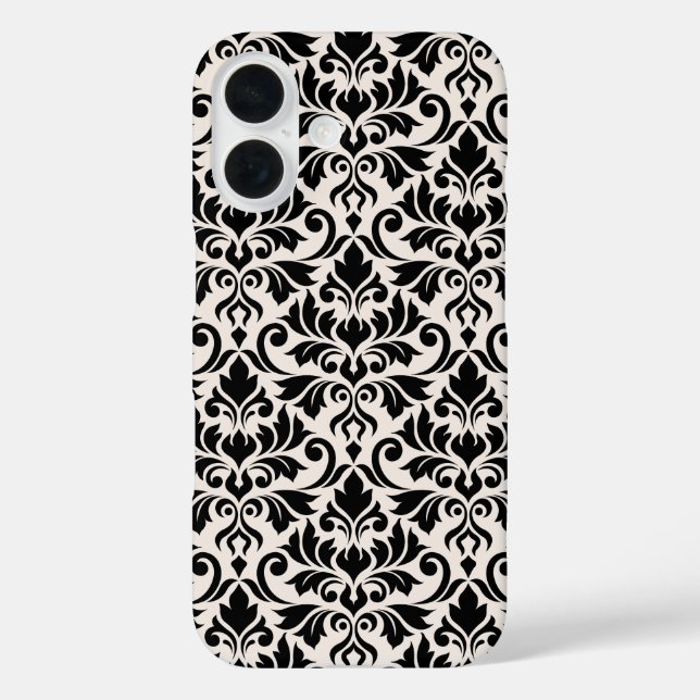 Funda iPhone 16 Flourish Damask Big Pattern Black on Cream (Reverso )
