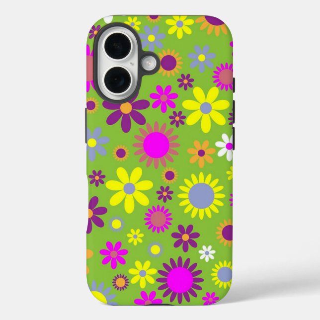 Funda iPhone 16 Flower Power Bright Green (Reverso )