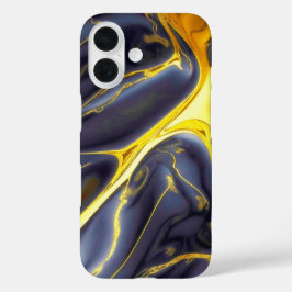 Funda iPhone 16 Fluido de mármol de fundición de oro negro de Guay