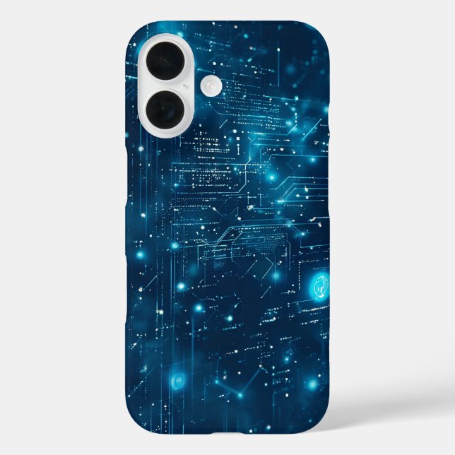 Funda iPhone 16 Flujo de datos luminoso (Reverso )