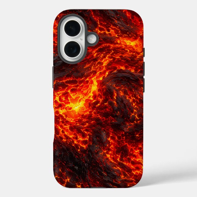 Funda iPhone 16 Flujo de Lava Volcánica Abstracta (Reverso )
