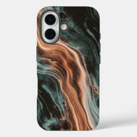 Flujo de mármol de cobre y azul teal