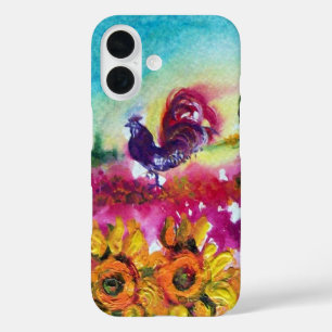 FUNDA iPhone 16 FLUJOS Y ROOSTER NEGRO