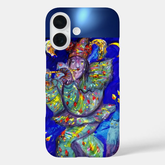 Funda iPhone 16 FLUTISTA EN AZUL / Noche de Carnaval veneciana (Reverso )