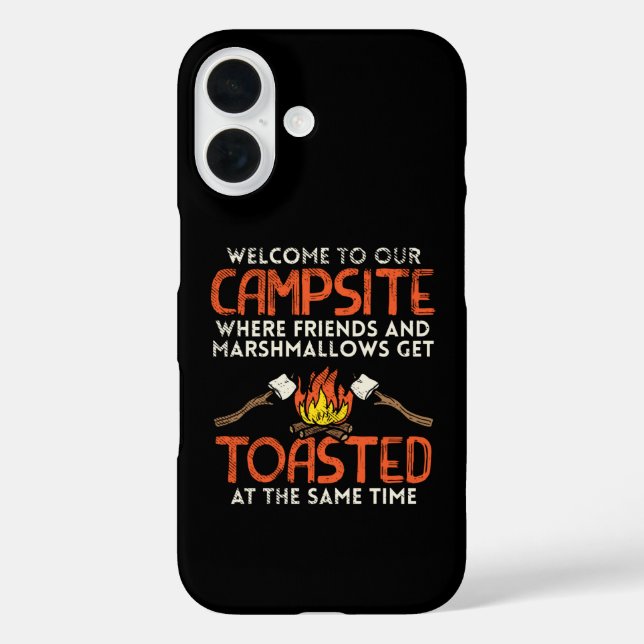Funda iPhone 16 Fogata de camping y malvaviscos (Reverso )