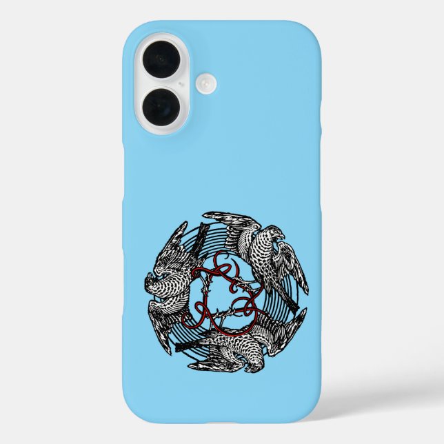 Funda iPhone 16 Folleto de antigüedades Tres halcones William de M (Reverso )