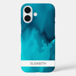 Funda iPhone 16 Fondo de acuarela artificial | Tu nombre