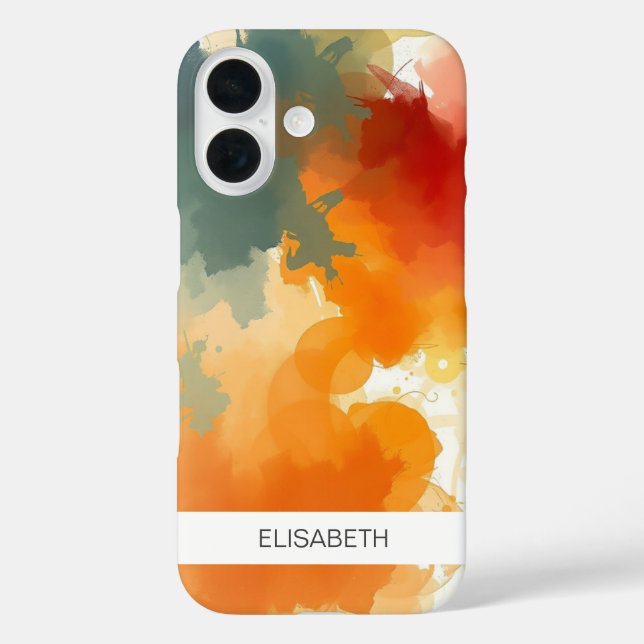 Funda iPhone 16 Fondo de acuarela artificial | Tu nombre (Reverso )