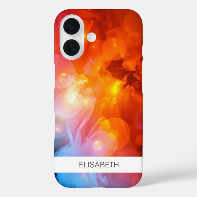 Funda iPhone 16 Fondo de acuarela artificial | Tu nombre (Reverso )