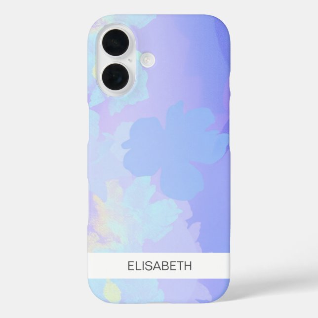 Funda iPhone 16 Fondo de acuarela artificial | Tu nombre (Reverso )