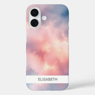 Funda iPhone 16 Fondo de acuarela artificial Tu nombre