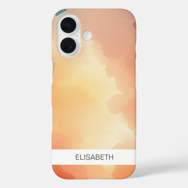 Funda iPhone 16 Fondo de acuarela artificial | Tu nombre (Reverso )
