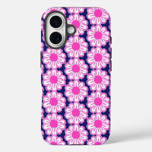 Funda iPhone 16 Fondo de patrón floral corto (Reverso )