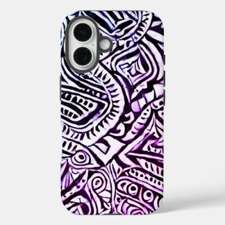Funda iPhone 16 Fondo de remolinos en blanco y negro