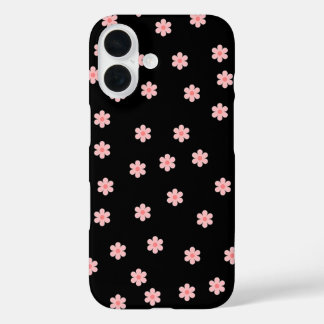 Funda iPhone 16 Fondo negro con flores