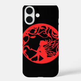 Funda iPhone 16 Fondo negro de hadas rojas