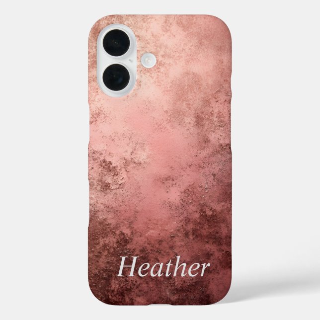Funda iPhone 16 Fondo Texturizado de Oro Rosa (Reverso )