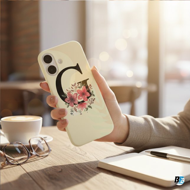 Funda iPhone 16 Forma Botánica Boho Retro con el nombre 1ª mayúscu (Subido por el creador)