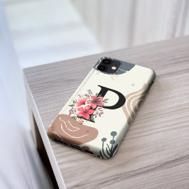 Funda iPhone 16 Forma Botánica Boho Retro Con Nombre 1Capital P