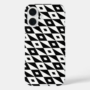 Funda iPhone 16 Forma de diamante blanco negro retro Modelo modern