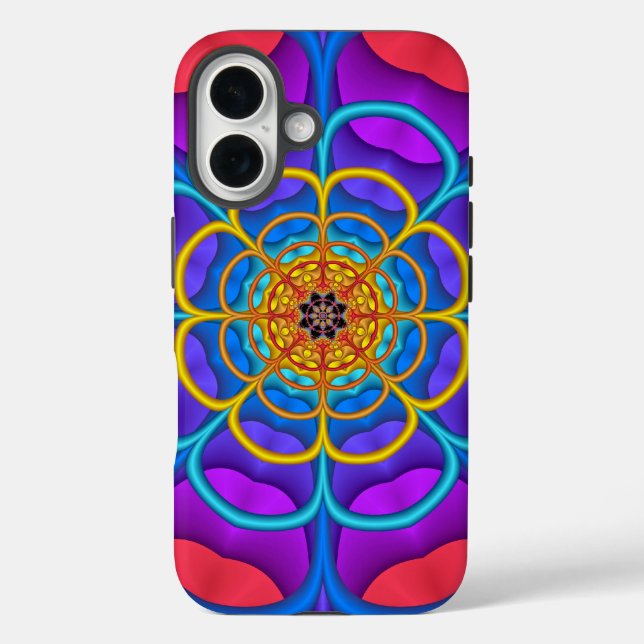 Funda iPhone 16 Forma decorativa abstracta Flor (Reverso )