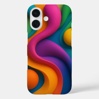 Funda iPhone 16 Formas 3D vibrantes abstractas