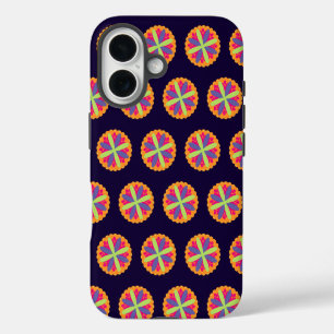 Funda iPhone 16 Formas Florales Naranja Vibrante