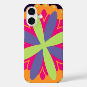 Funda iPhone 16 Formas Florales Naranja Vibrante